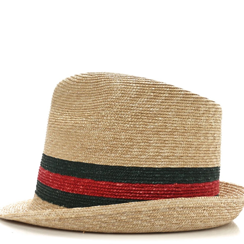 Gucci Straw Fedora with Green and Red Band - Picture 2 of 6